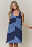 Colorblock Denim Mini Dress