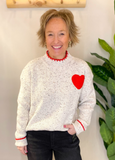 Mock Neck Heart Patch Sweater