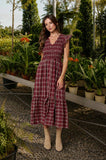 Smocked Plaid Midi Dress