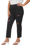 Curvy Distressed Black Denim Pants