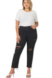 Curvy Distressed Black Denim Pants