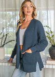 Waffle Knit Open Cardigan