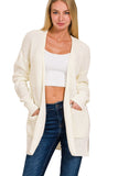 Waffle Knit Open Cardigan