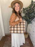 Ingrid Tote: Rust & Cream Plaid