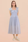 Ruffle Shoulder Midi Dress