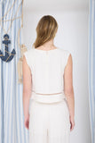 Linen Lace Trim Crop Top