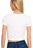 Cotton Short Sleeve Cropped Top