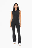 Half Zip Flared Jumpsuit