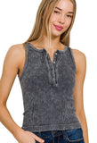 Ribbed Button Up Tank Top