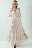 Ivory Ditsy Floral Tiered Maxi Dress