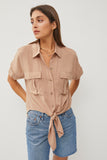 Tie Front Buttoned Top