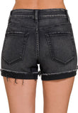 Black Cuffed Denim Shorts