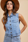 Cropped Denim Vest