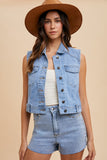 Cropped Denim Vest