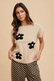 Cable Knit Floral Sweater