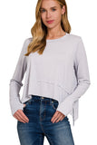 Side Slit Long Sleeve Top