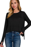 Side Slit Long Sleeve Top