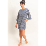 Striped Half Sleeve Mini Dress