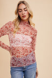 Floral Sheer Mock Neck Top