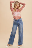 Floral Sheer Mock Neck Top