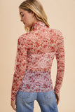 Floral Sheer Mock Neck Top