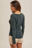 Boat Neck Ribbed Henley Top