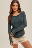 Boat Neck Ribbed Henley Top