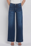 High Rise Patch Pocket Trouser Hem Wide Jeans