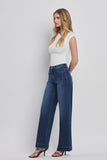 High Rise Patch Pocket Trouser Hem Wide Jeans