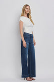 High Rise Patch Pocket Trouser Hem Wide Jeans