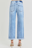 Risen Wide Leg Cuffed Jeans