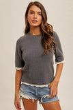 Laced Half Sleeve Sweater