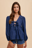 Denim Peplum Blouse