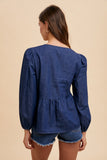 Denim Peplum Blouse