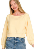 Cropped Boat Neck Pullover