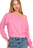 Cropped Boat Neck Pullover