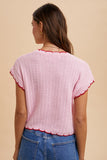 Pointelle Scallop Edge Sweater