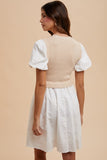 Sweater Bodice Embroidered Dress