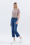 High Rise Raw Hem Crop Straight Jeans