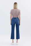 High Rise Raw Hem Crop Straight Jeans