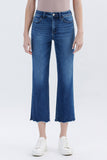 High Rise Raw Hem Crop Straight Jeans