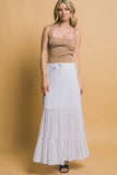 Tiered Drawstring Maxi Skirt