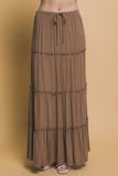 Tiered Drawstring Maxi Skirt