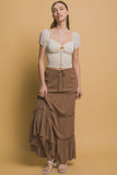 Tiered Drawstring Maxi Skirt