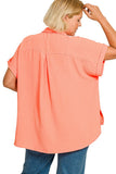 Curvy Woven Button Down Top