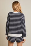 Striped Top & Drawstring Shorts Set