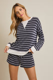 Striped Top & Drawstring Shorts Set