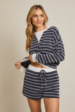 Striped Top & Drawstring Shorts Set