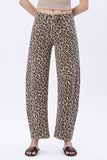 High Rise Leopard Print Barrel Jeans