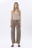 High Rise Leopard Print Barrel Jeans